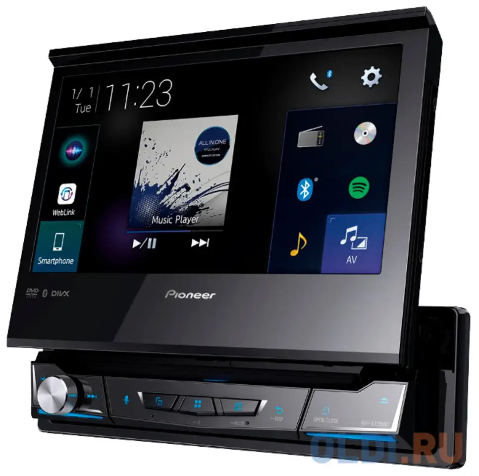 Автомагнитола cd dvd pioneer avh-a7250bt 1din 4x50вт, фотография 1