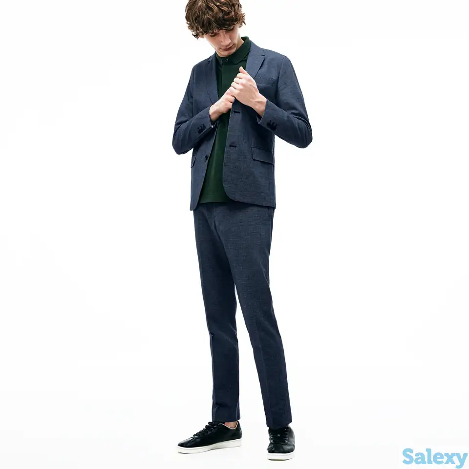 Мужской приталенный блейзер lacoste из смеси хлопка и льна, фотография 1