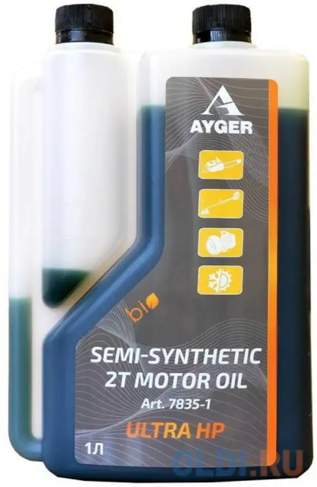 Ayger масло моторное для 2-тактных двигателей полусинтетическое api tc 1л (дозаторная, фотография 1