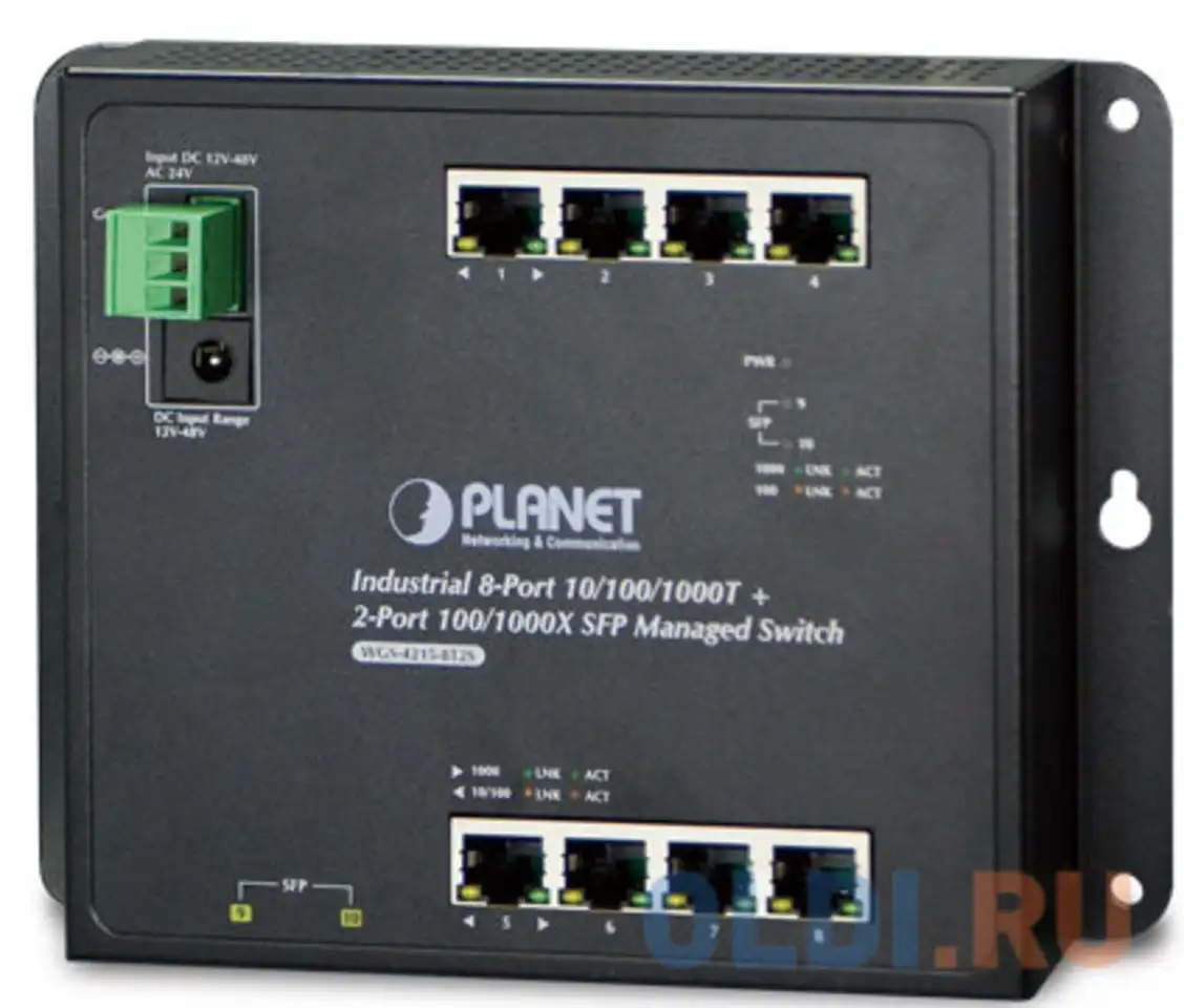 Ip30, ipv6/ipv4, 8-port 1000tp + 2-port 100/1000f sfp wall-mount managed ethernet, фотография 1