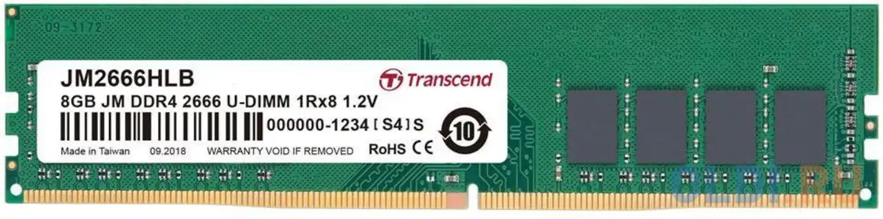 Оперативная память для компьютера transcend jm2666hlb-16g udimm 16gb ddr4 2666 mhz, фотография 1