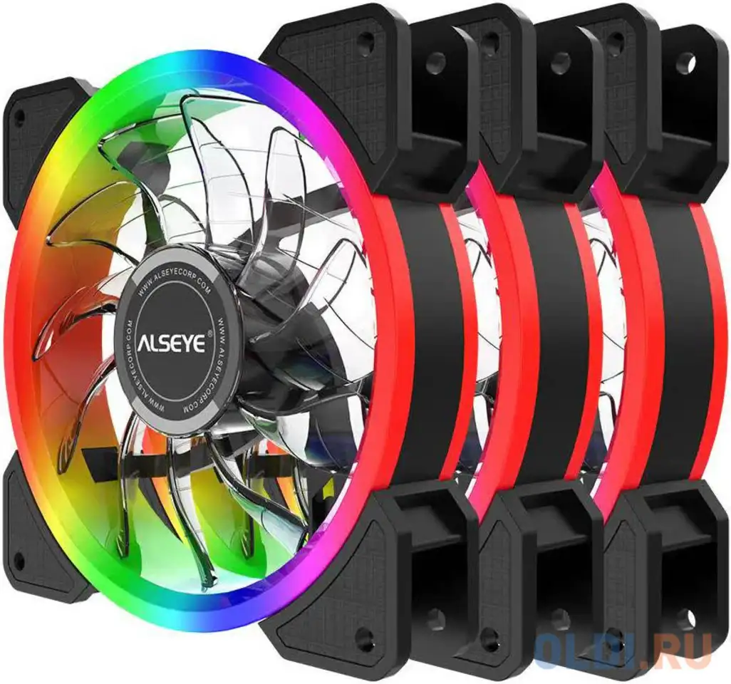 Crls-300ds 3pcs argb fan kit with controller,2pcs led strips,size:120*120*25mm,voltage:12v,current:0, фотография 1