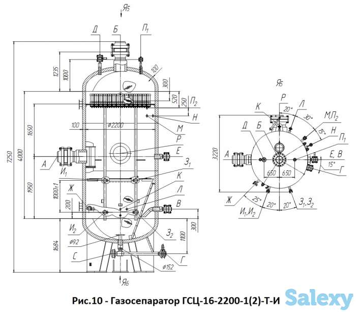 Газосепараторы с центробежными элементами типа ГСЦ с условным давлением от 1,6 МПа до 16 МПа, фотография 10