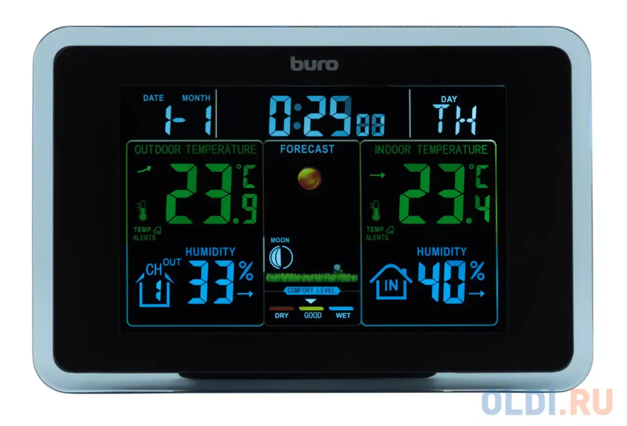 Погодная станция buro bu-wsh168-color черный, фотография 1