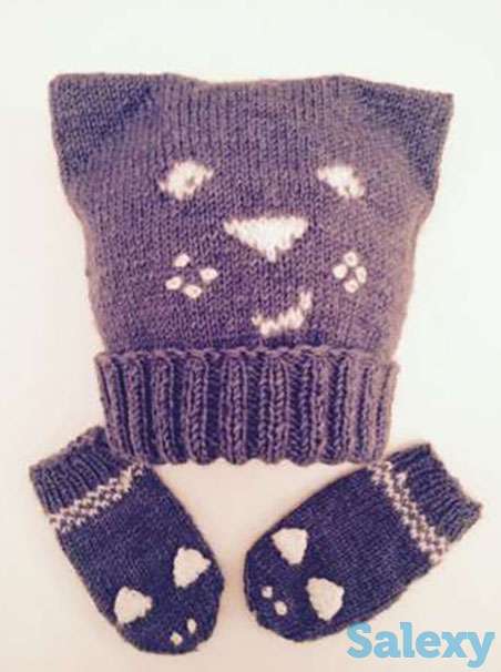 Демисезонные шапочка и варежки от 1,5 года до 3 лет, фотография 1