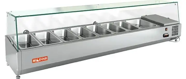 Настольная холодильная витрина HICOLD VRTG 1835 на заказ используется на предприятиях общественного питания и торговли, фотография 1