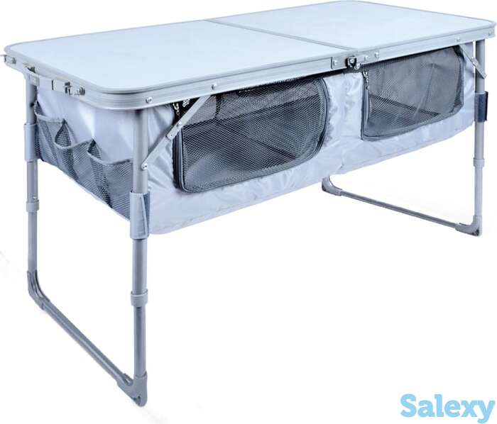 Стол ника сст-3п/1 с полкой металик, фотография 1