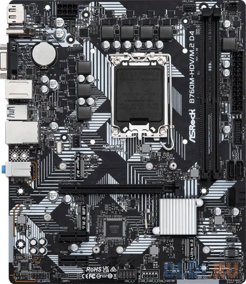 Материнская плата asrock b760m-hdv/m.2 d4 90-mxbl40-a0uayz, фотография 1