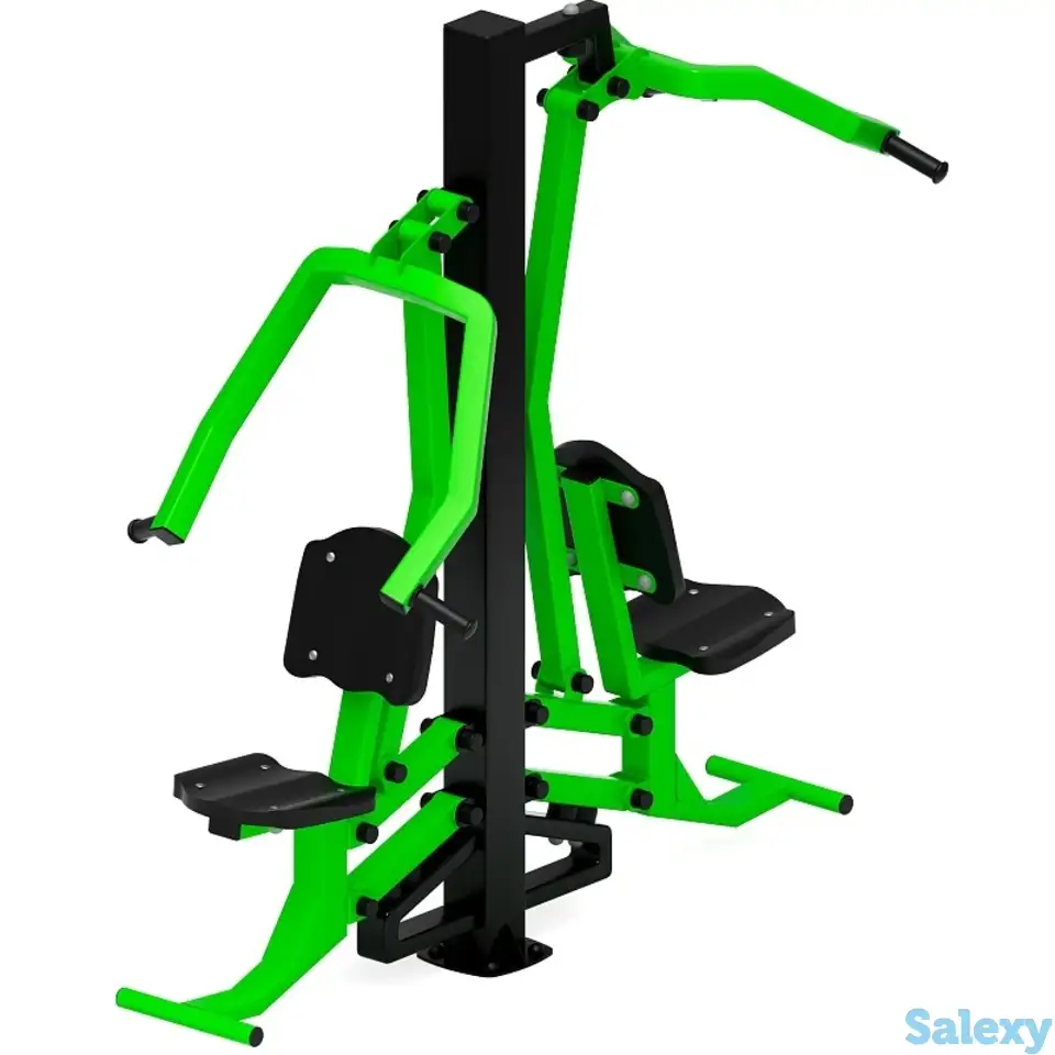 Тяга верхняя + жим от груди (зеленый) - уличный тренажер двойной, фотография 2