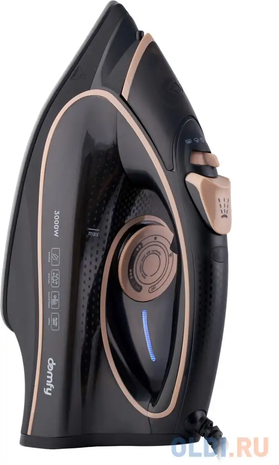 Утюг domfy dsc-ei901 3000вт чёрный золотистый, фотография 1