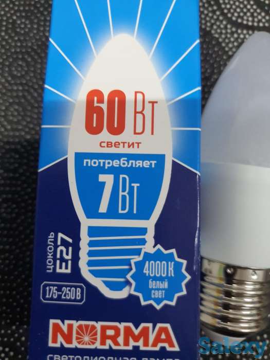 Лампа накаливания Norma 60W, лампочка 7 Ватт расход на потребление, фотография 3