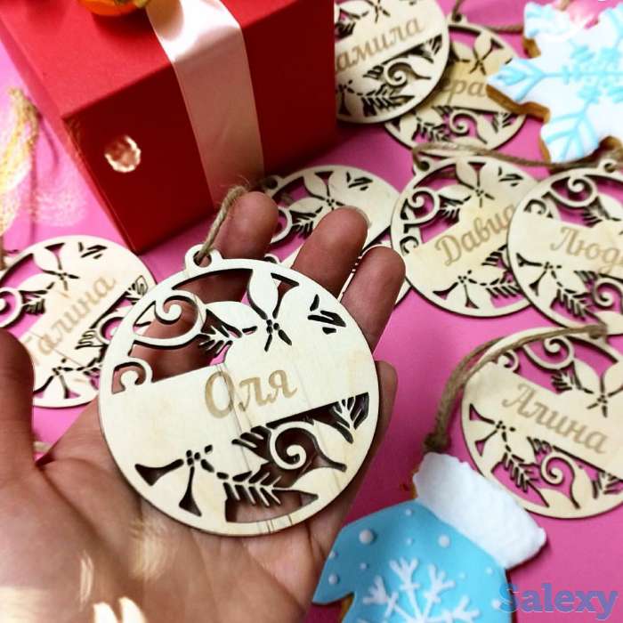 Новогодние подвески. Новогодние подвески на елку с гравировкой рисунков., фотография 1