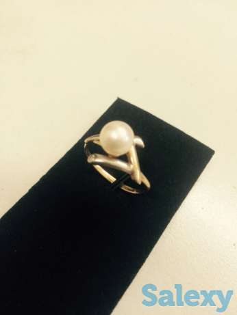 Кольцо золотое красное золото с белым 585 проба, размер 19,5, фотография 1