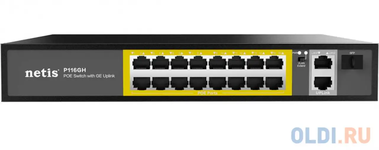 Коммутатор 16port 10/100m 16poe+2xge+sfp p116gh netis, фотография 1