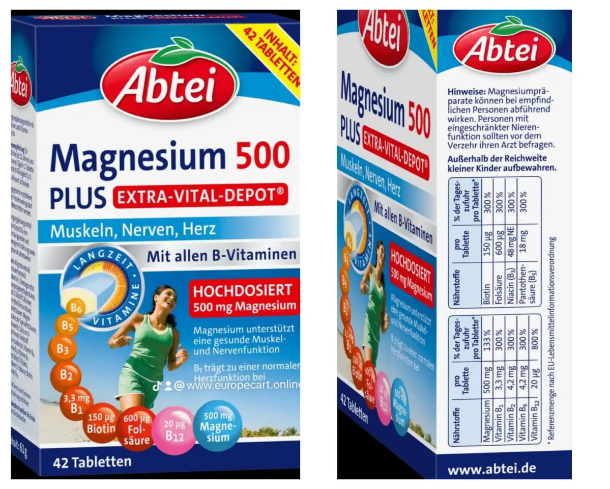 Abtei Magnesium 500 Plus Extra-Vital-Depot Производство Германия, фотография 1