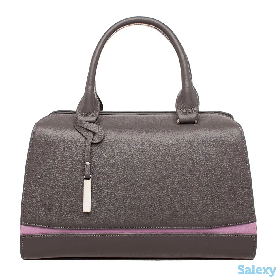 Женская кожаная сумка emra dark grey/lilac, фотография 1