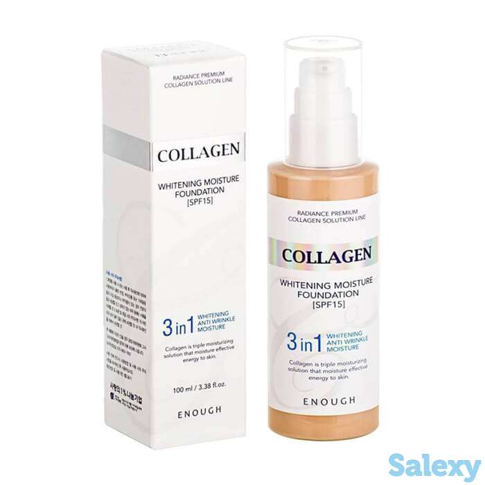 Тональный крем enough collagen 3 in 1 whitening moisture foundation, цвет #21 natural beige | натуральный бежевый, фотография 2