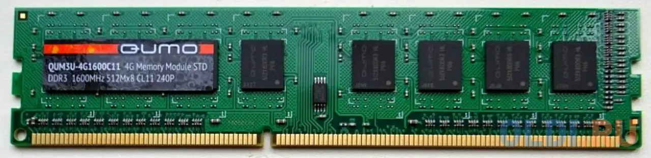 Оперативная память для компьютера qumo qum3u-4g1600c11 dimm 4gb ddr3 1600 mhz, фотография 1