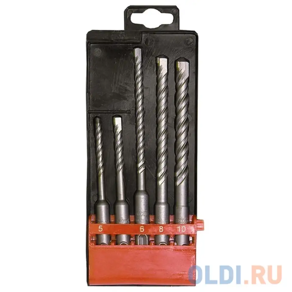 Набор буров по бетону, 5-6х110, 6-8-10х160 мм, 5 шт., в пласт., фотография 1