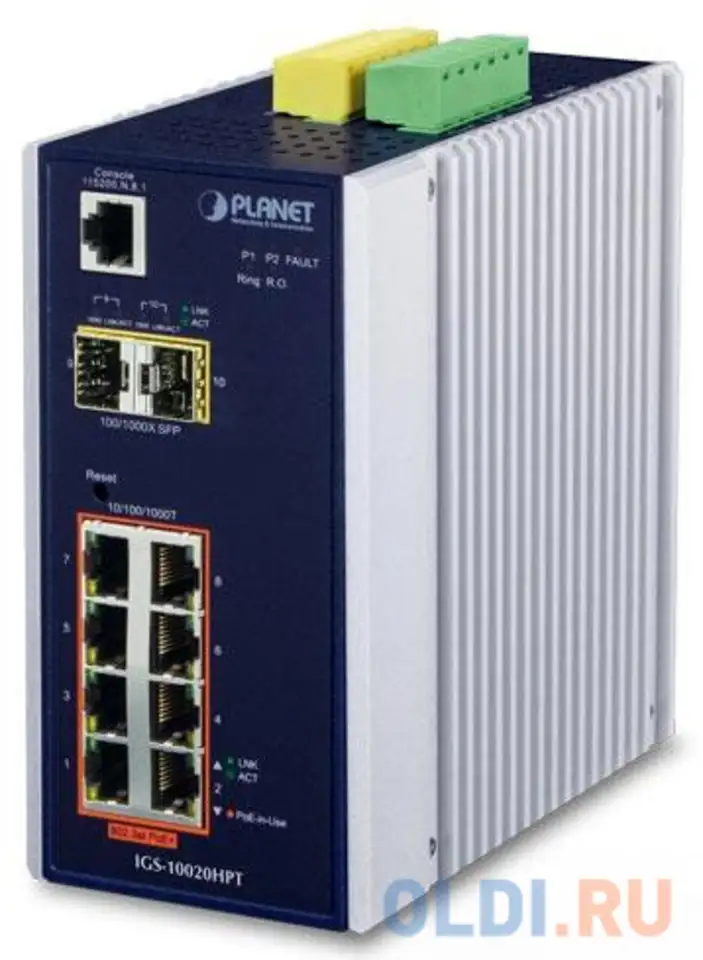 Ip30 l2+ snmp manageable 8-port gigabit poe+(at) switch + 2-port gigabit, фотография 1