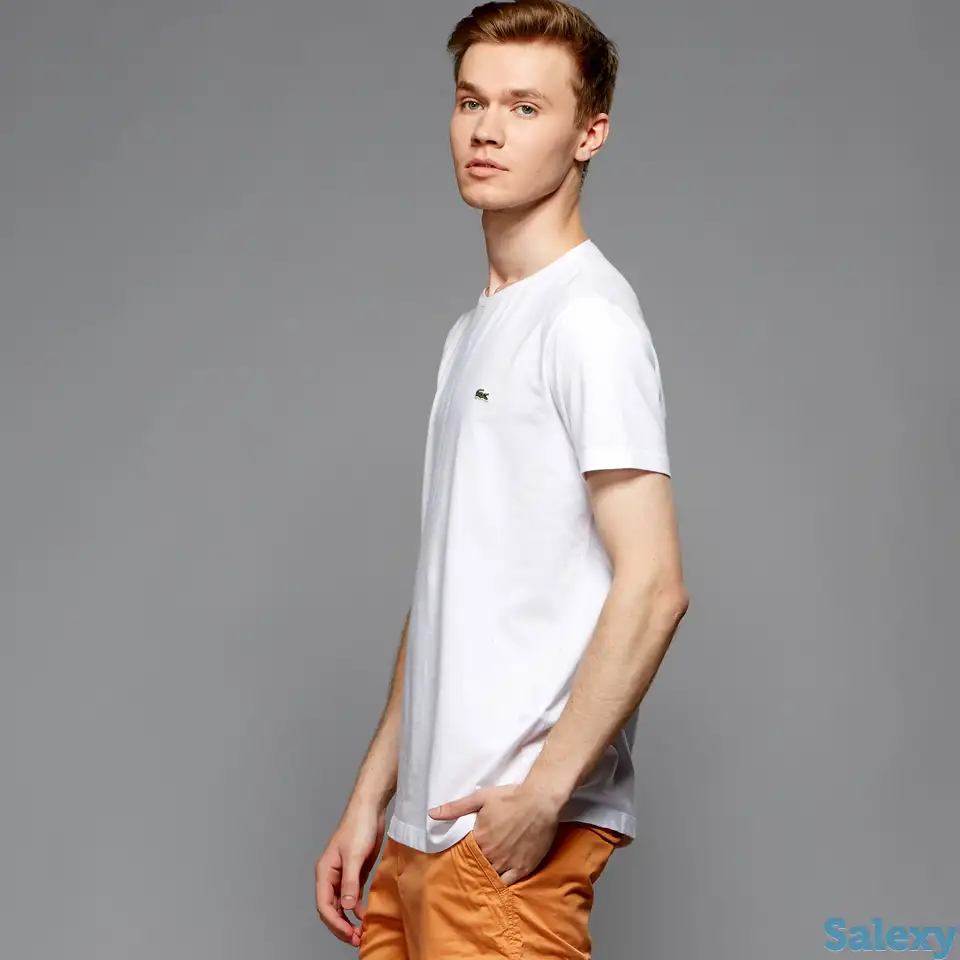 Мужская хлопковая футболка lacoste с круглым вырезом, фотография 1