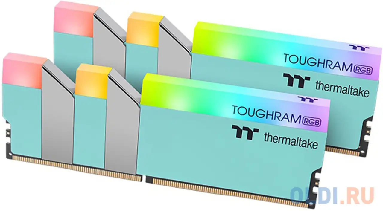 16gb thermaltake ddr4 3600 dimm toughram rgb turquoise gaming memory rg27d408gx2-3600c18a, фотография 1