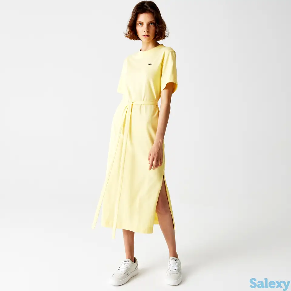 Женское хлопковое платье-майка lacoste с поясом, фотография 1