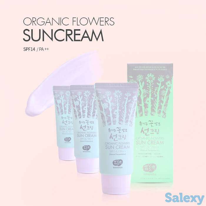 Солнцезащитный крем для лица whamisa organic flowers sun cream (spf 14), фотография 3