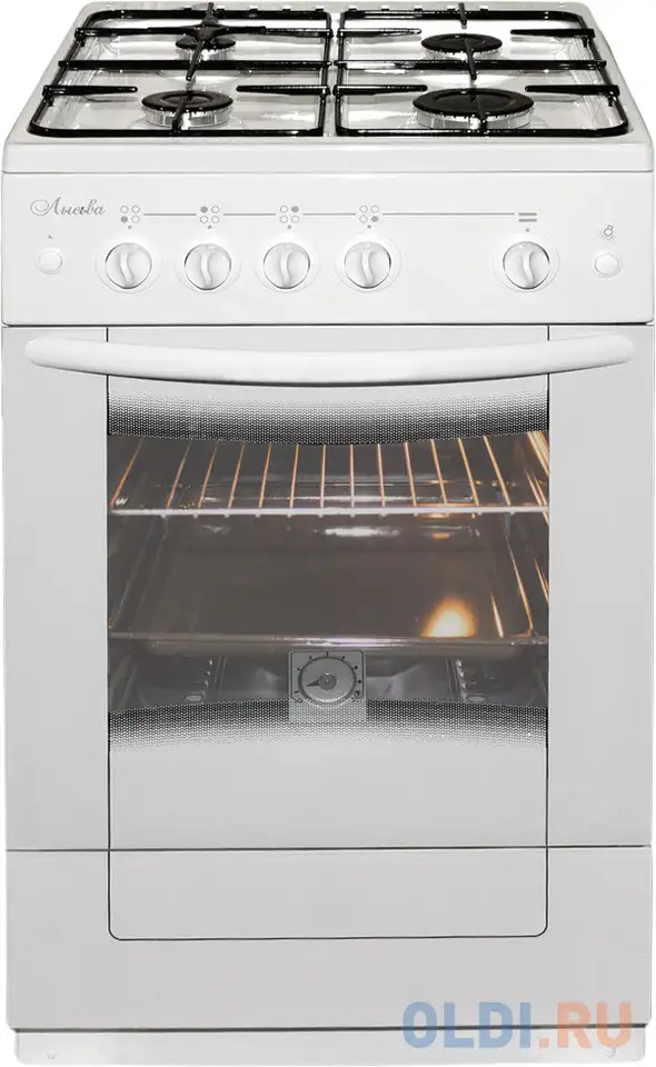 Плита газовая лысьва гп 400 мс-2у белый (без крышки) реш.чугун, фотография 1