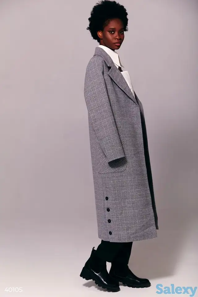 Шерстяное пальто в клетку, фотография 1