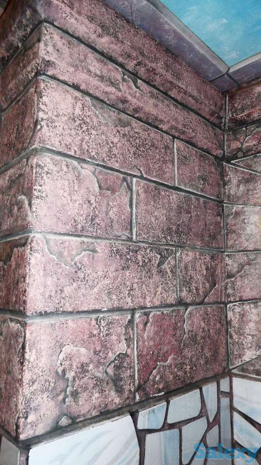 Художественная раскраска и роспись стен. Фальш : окно , камин., фотография 5