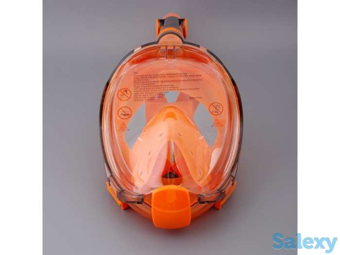 Маска подводная полнолицевая sargan галактика премиум прозрачная/оранжевая/оранжевая, фотография 4