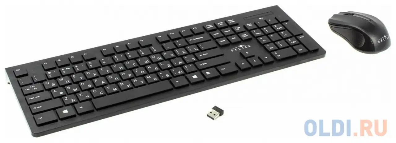 Клавиатура + мышь oklick 250m клав:черный мышь:черный usb беспроводная slim, фотография 1