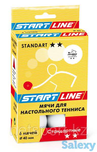 Шарики для настольного тенниса STANDART 2*, 6 мячей в упаковке, белые, фотография 1