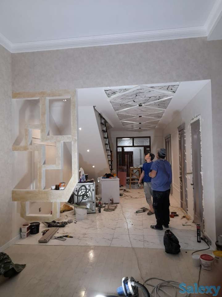 Ремонт домов, Левкас, закатка, поклейка обоев, поклейка галтель, наливной пол, мюнхенское, штукатурка, жидкий травертин., фотография 2