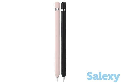 Комплект чехлов deppa для стилуса apple pencil 1, силикон, 2 шт. (47045). черный/розовый, фотография 1