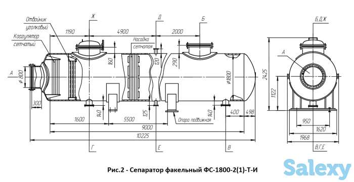 Сепараторы факельные типа ФС с условным давлением от 0,6 МПа и производительностью по газу от 41667 м куб/ч до м, фотография 3