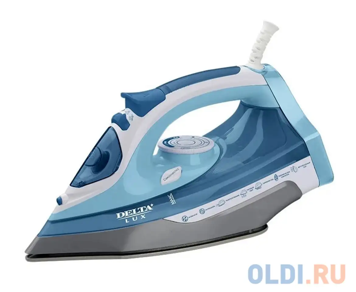 Утюг delta lux dl-712 2400вт белый серый голубой, фотография 1
