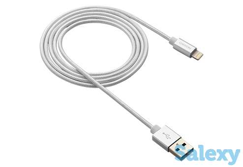 Кабель canyon charge & sync usb to lightning mfi braided cable with metalic cns-mfic3pw. жемчужно-белый, фотография 2