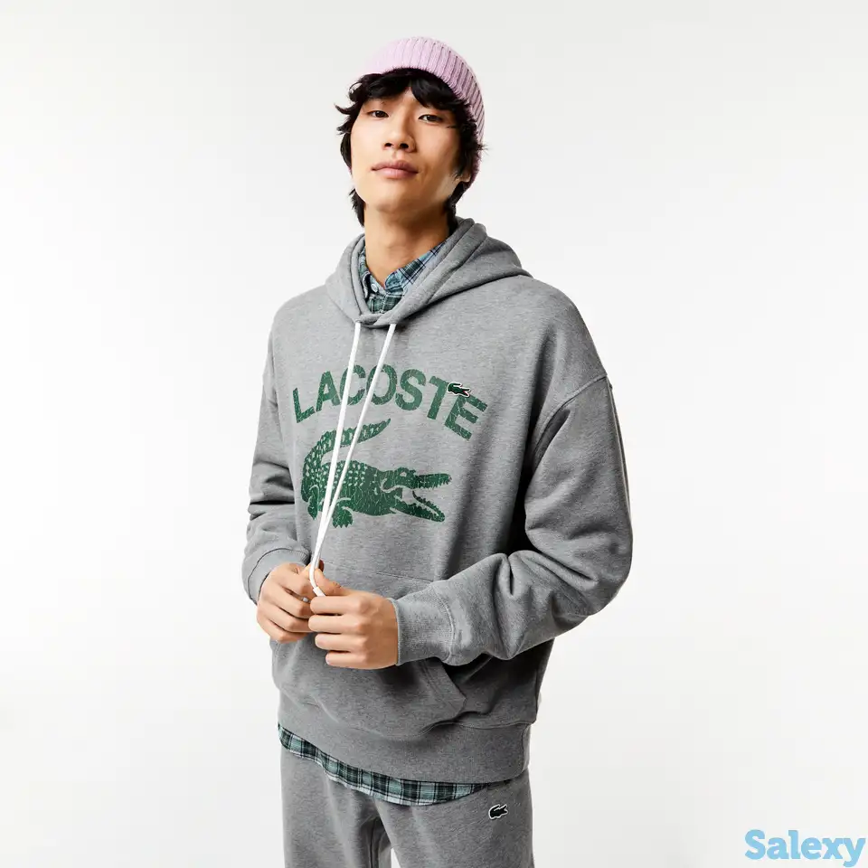Мужская свободная толстовка lacoste loose fit с капюшоном и фирменной монограммой, фотография 1