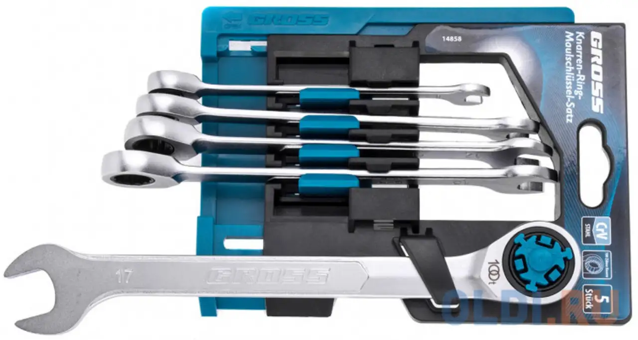 Набор ключей комбинированных трещоточных, сrv, 5 шт. 8- 17 мм// gross, фотография 1