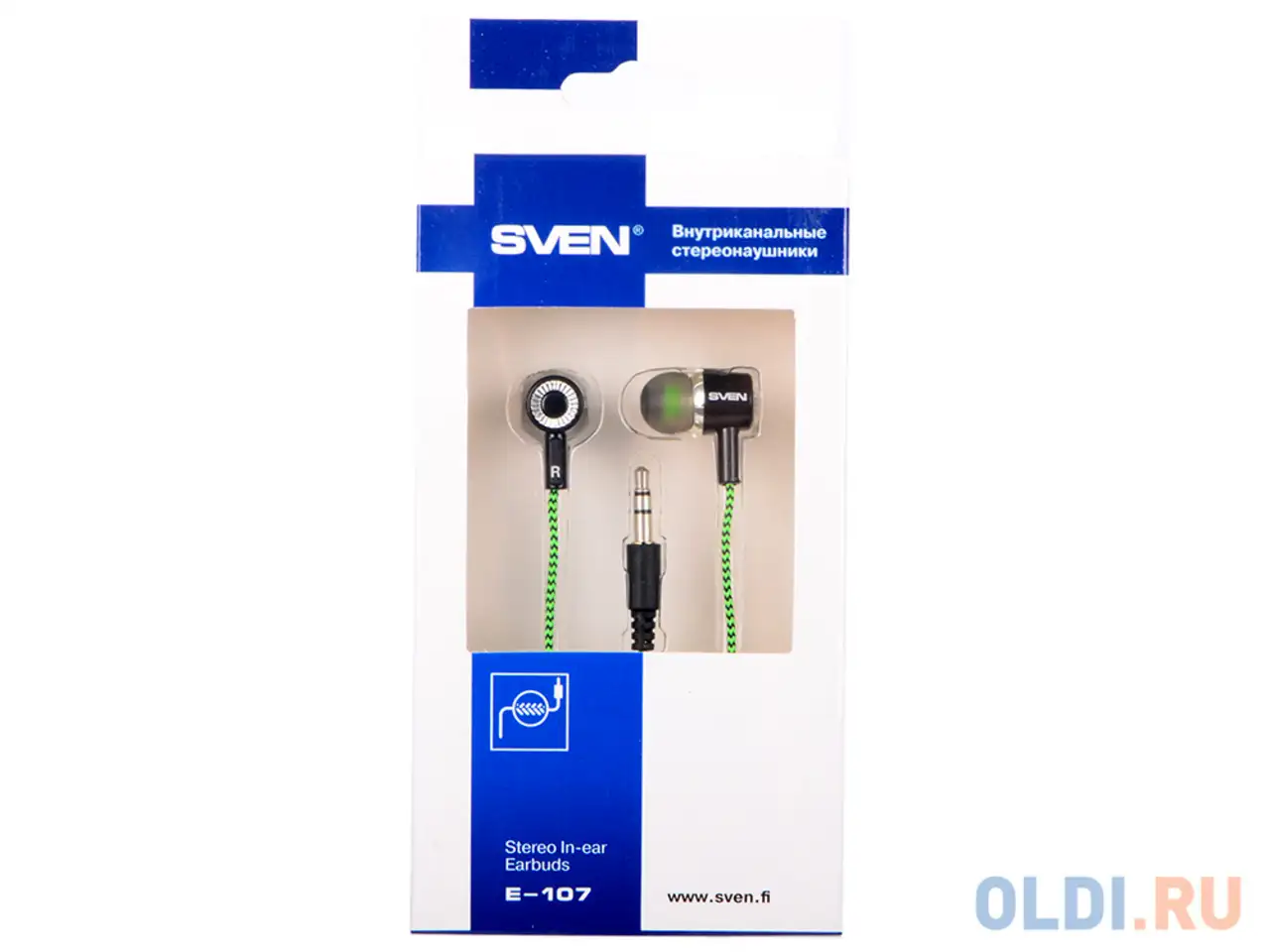 Наушники sven e-107 черный зеленый, фотография 1