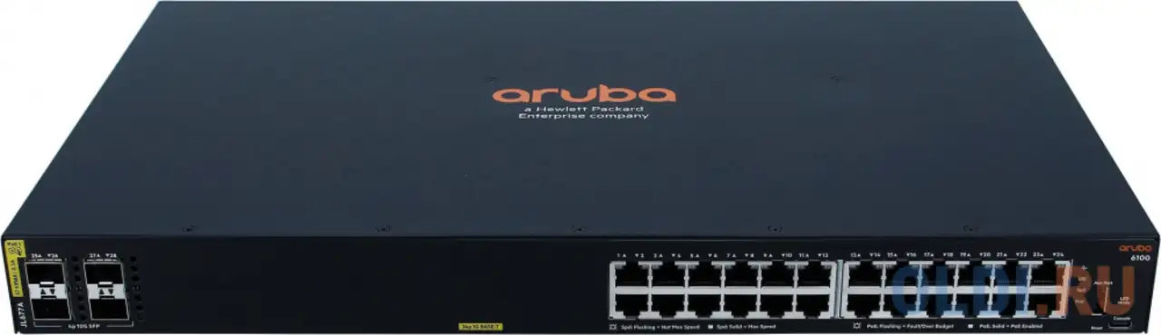 Коммутатор hpe aruba 6100 jl677a 24g 4sfp+ 24poe+ 370w управляемый, фотография 1