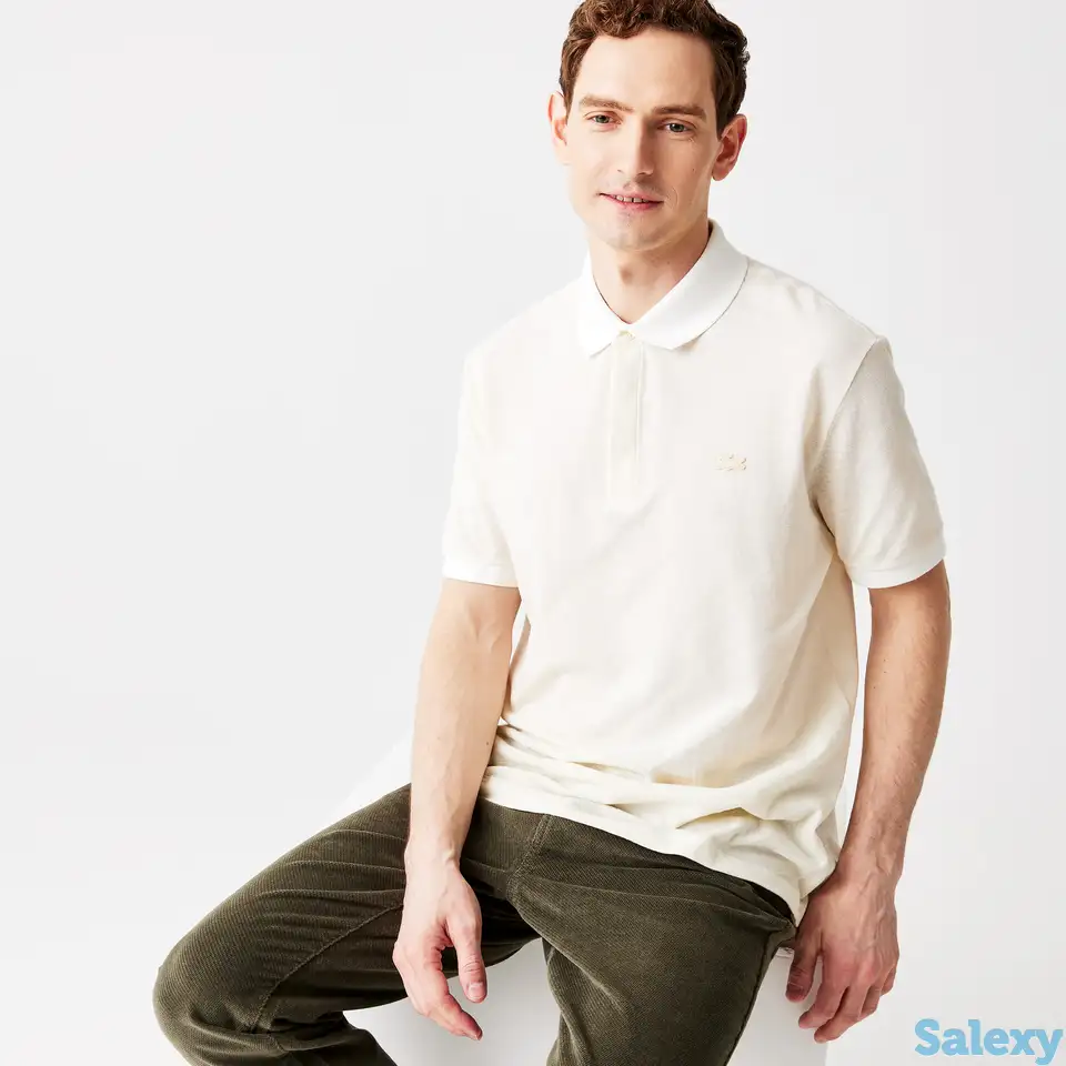 Мужское поло lacoste  regular fit из хлопка и льна, фотография 1