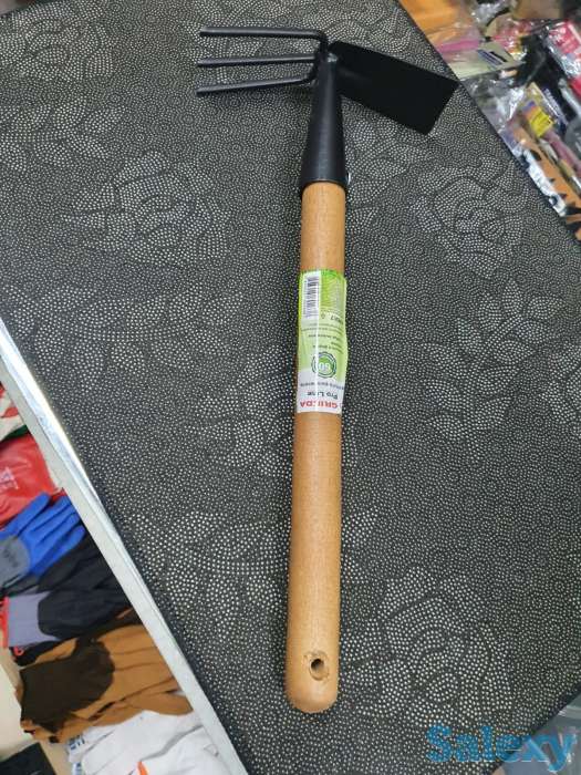 Мотыга-рыхлитель PROLine Grinda деревянная ручка, три зуба, лопатка, фотография 3