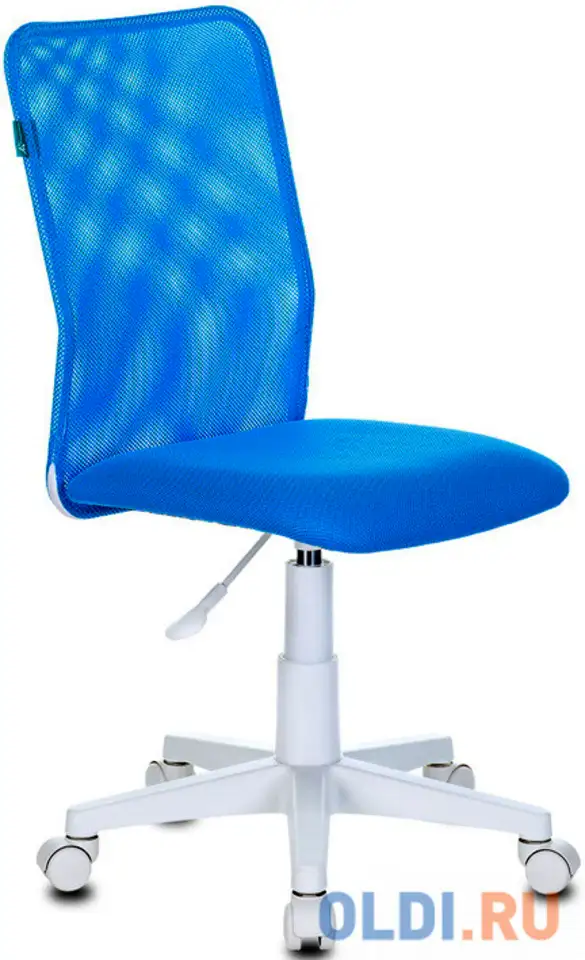 Кресло детское бюрократ kd-9/wh/tw-55 голубой tw-31 tw-55 сетка/ткань (пластик белый), фотография 1