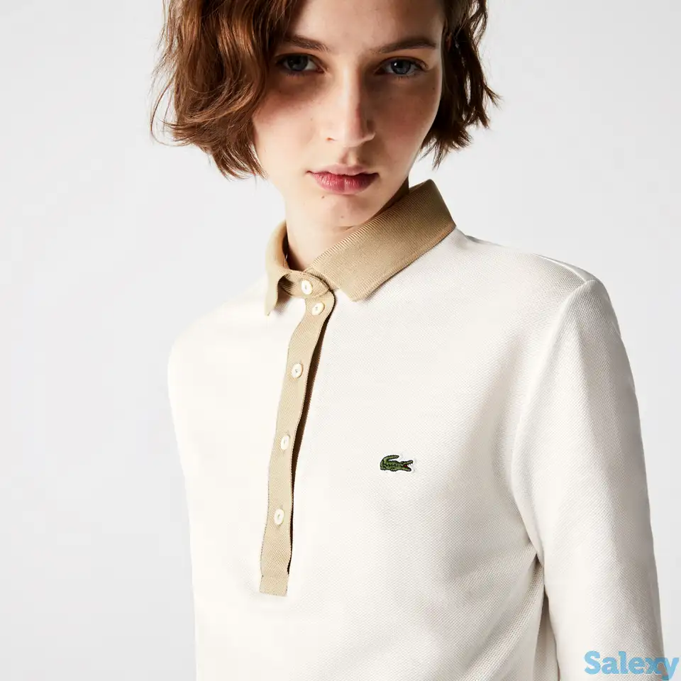 Женская рубашка-поло lacoste slim fit из хлопка, фотография 1
