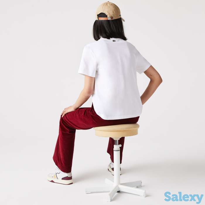 Женская хлопковая футболка lacoste с круглым вырезом, фотография 2