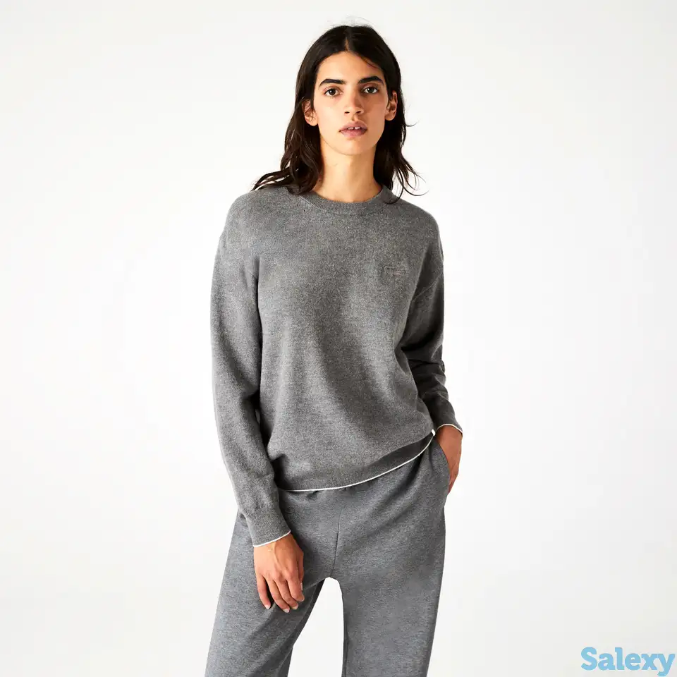 Шерстяной женский свитер lacoste с круглым вырезои, фотография 1