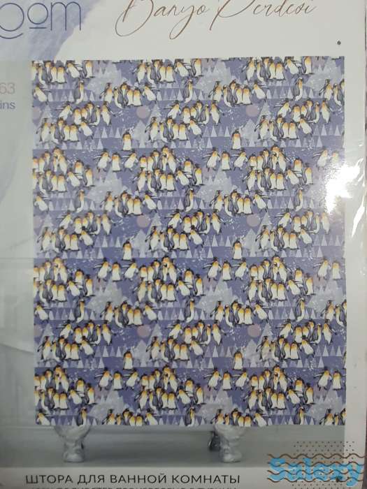 Шторки для душа и ванны, производство Турция, веселые пингвины, фотография 2